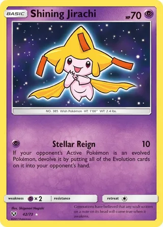 Shining Jirachi #42 · Shining Legends Pokémon card