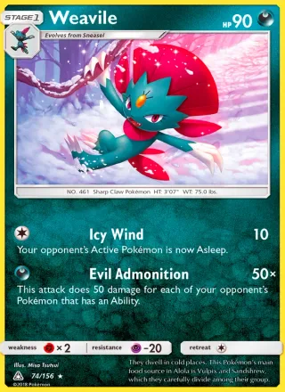 Weavile #74 · Ultra Prism Pokémon card