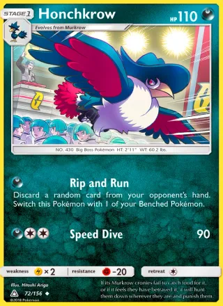 Honchkrow #72 · Ultra Prism Pokémon card