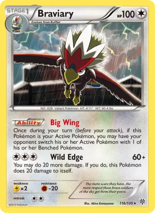 Braviary #116 · Plasma Storm Pokémon card