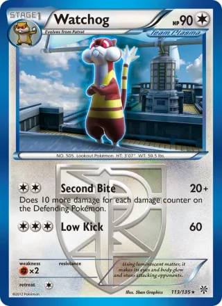 Watchog #113 · Plasma Storm Pokémon card