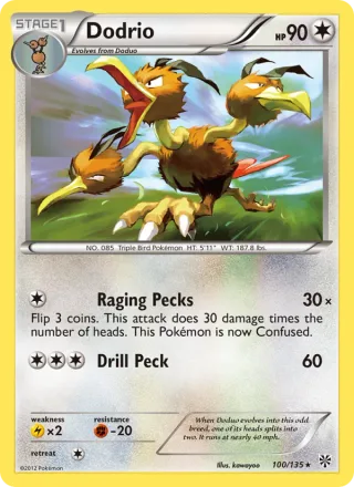 Dodrio #100 · Plasma Storm Pokémon card