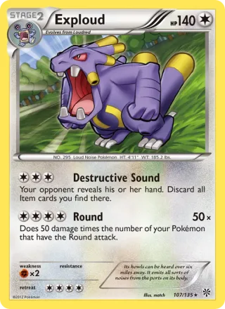Exploud #107 · Plasma Storm Pokémon card