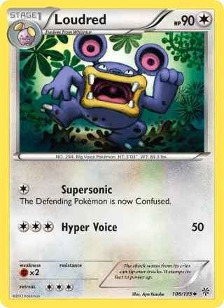Loudred #106 · Plasma Storm Pokémon card