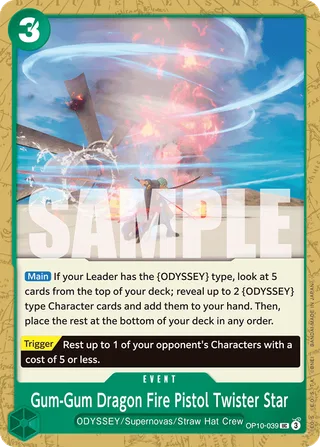 Gum-Gum Dragon Fire Pistol Twister Star #OP10-039 · Royal Blood One Piece card