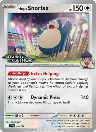 Hop's Snorlax #184 · SVP Black Star Promos Pokémon card