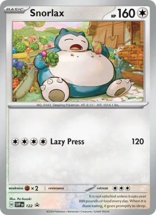 Snorlax #122 · SVP Black Star Promos Pokémon card