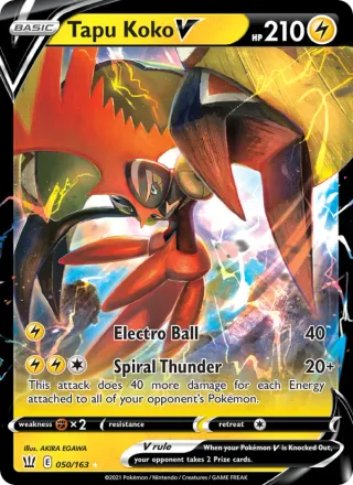 Tapu Koko V #50 · Battle Styles Pokémon card