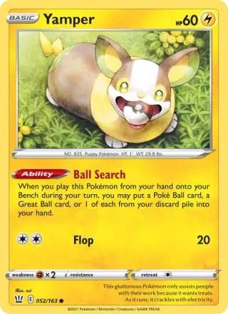 Yamper #52 · Battle Styles Pokémon card