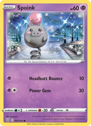 Spoink #55 · Battle Styles Pokémon card