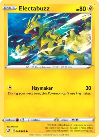 Electabuzz #44 · Battle Styles Pokémon card