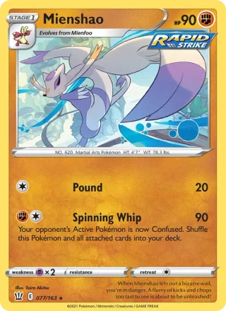 Mienshao #77 · Battle Styles Pokémon card