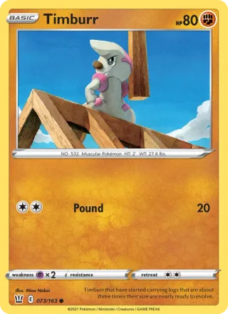 Timburr #73 · Battle Styles Pokémon card