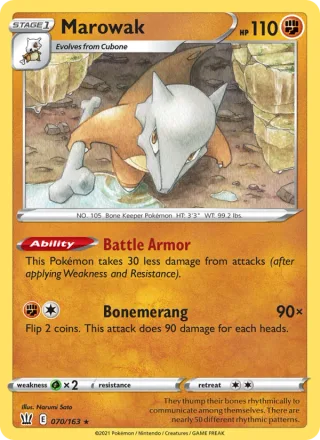 Marowak #70 · Battle Styles Pokémon card