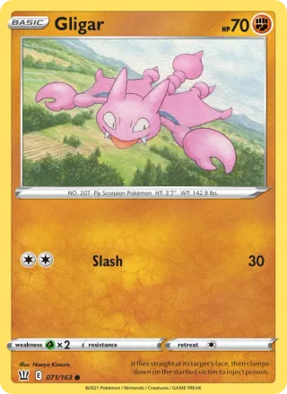 Gligar #71 · Battle Styles Pokémon card