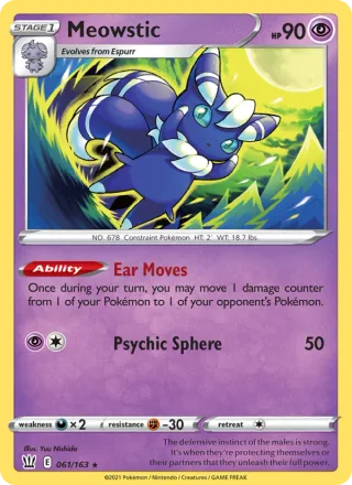 Meowstic #61 · Battle Styles Pokémon card