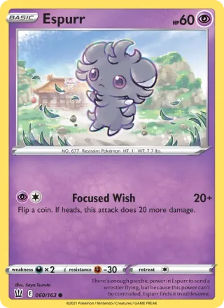Espurr #60 · Battle Styles Pokémon card
