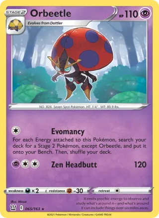 Orbeetle #65 · Battle Styles Pokémon card