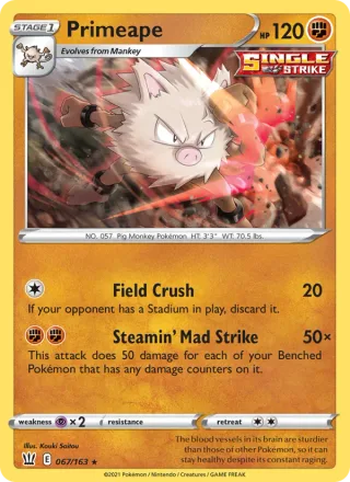 Primeape #67 · Battle Styles Pokémon card