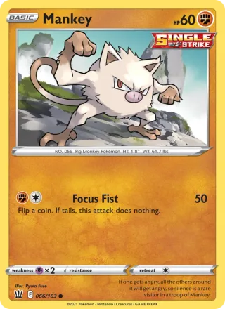 Mankey #66 · Battle Styles Pokémon card