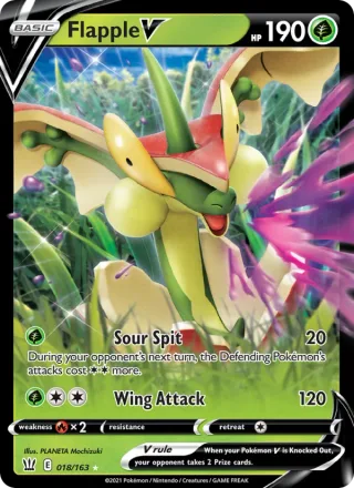 Flapple V #18 · Battle Styles Pokémon card