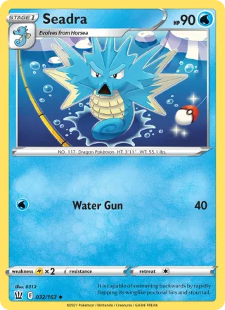 Seadra #32 · Battle Styles Pokémon card