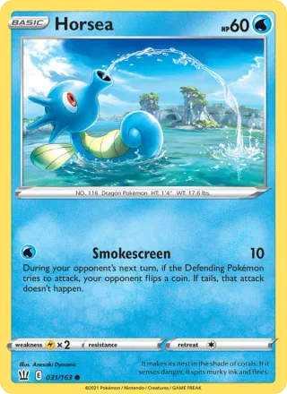 Horsea #31 · Battle Styles Pokémon card
