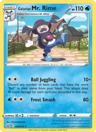 Galarian Mr. Rime #35 · Battle Styles Pokémon card