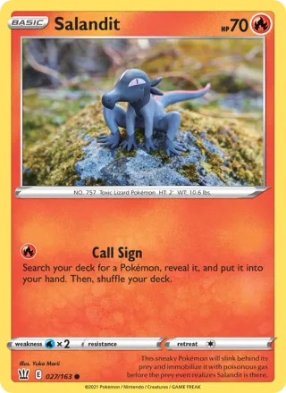 Salandit #27 · Battle Styles Pokémon card
