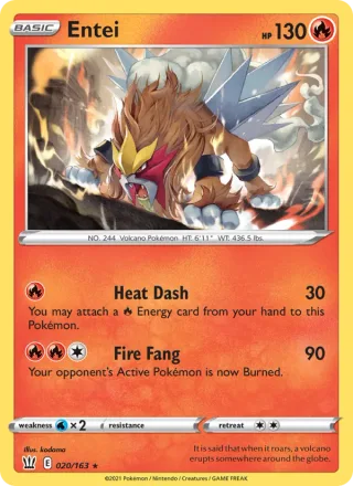 Entei #20 · Battle Styles Pokémon card