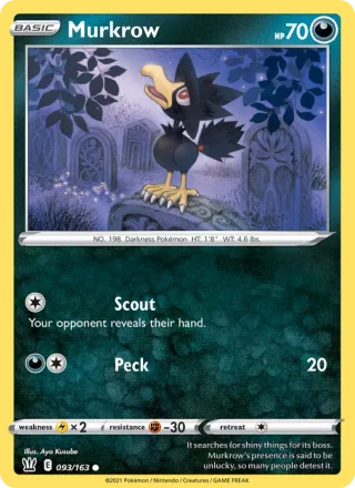 Murkrow #93 · Battle Styles Pokémon card