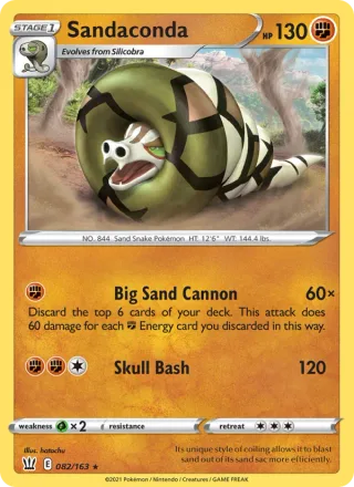 Sandaconda #82 · Battle Styles Pokémon card