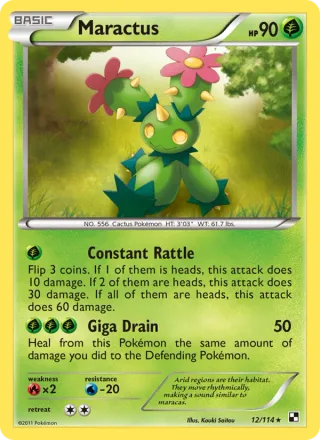 Maractus #12 · Black & White Pokémon card