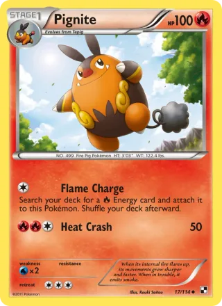 Pignite #17 · Black & White Pokémon card