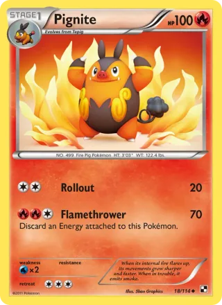 Pignite #18 · Black & White Pokémon card