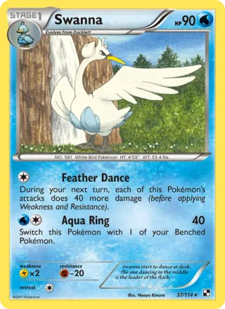 Swanna #37 · Black & White Pokémon card