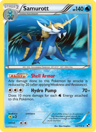 Samurott #32 · Black & White Pokémon card