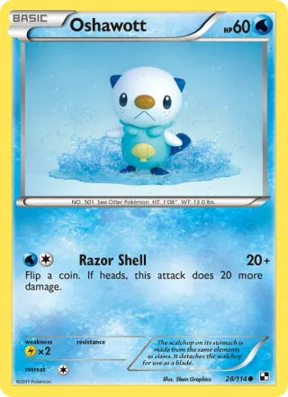 Oshawott #28 · Black & White Pokémon card