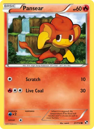 Pansear #21 · Black & White Pokémon card