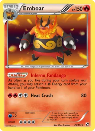 Emboar #20 · Black & White Pokémon card