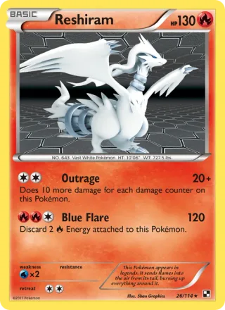 Reshiram #26 · Black & White Pokémon card