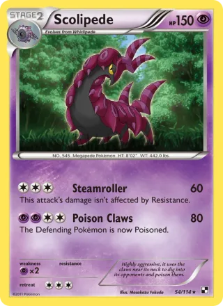 Scolipede #54 · Black & White Pokémon card