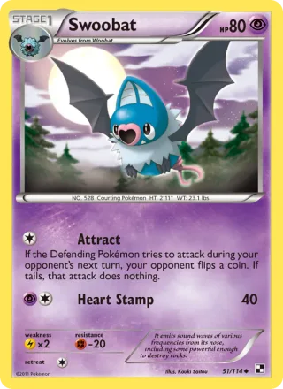 Swoobat #51 · Black & White Pokémon card