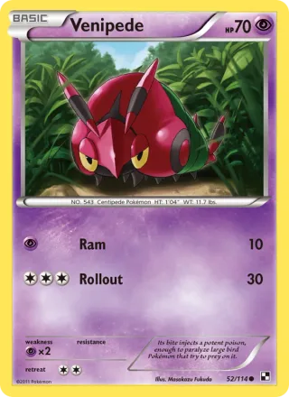 Venipede #52 · Black & White Pokémon card