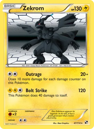 Zekrom #47 · Black & White Pokémon card