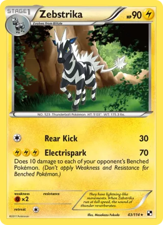 Zebstrika #43 · Black & White Pokémon card