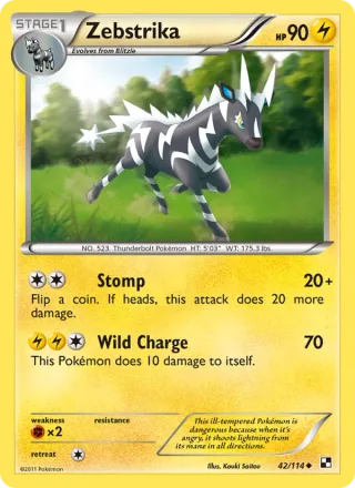 Zebstrika #42 · Black & White Pokémon card
