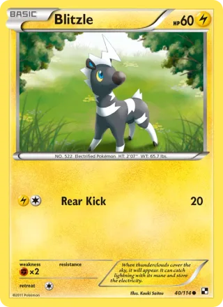 Blitzle #40 · Black & White Pokémon card