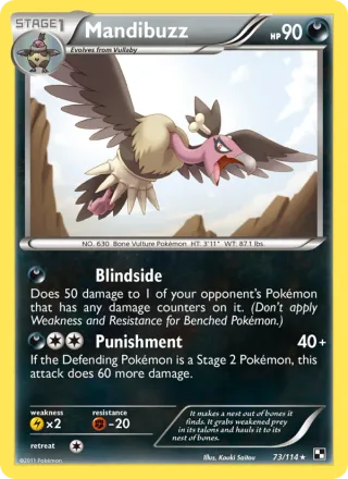 Mandibuzz #73 · Black & White Pokémon card