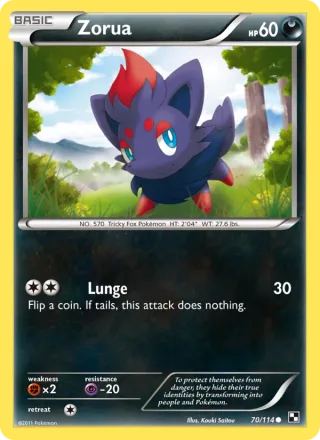 Zorua #70 · Black & White Pokémon card
